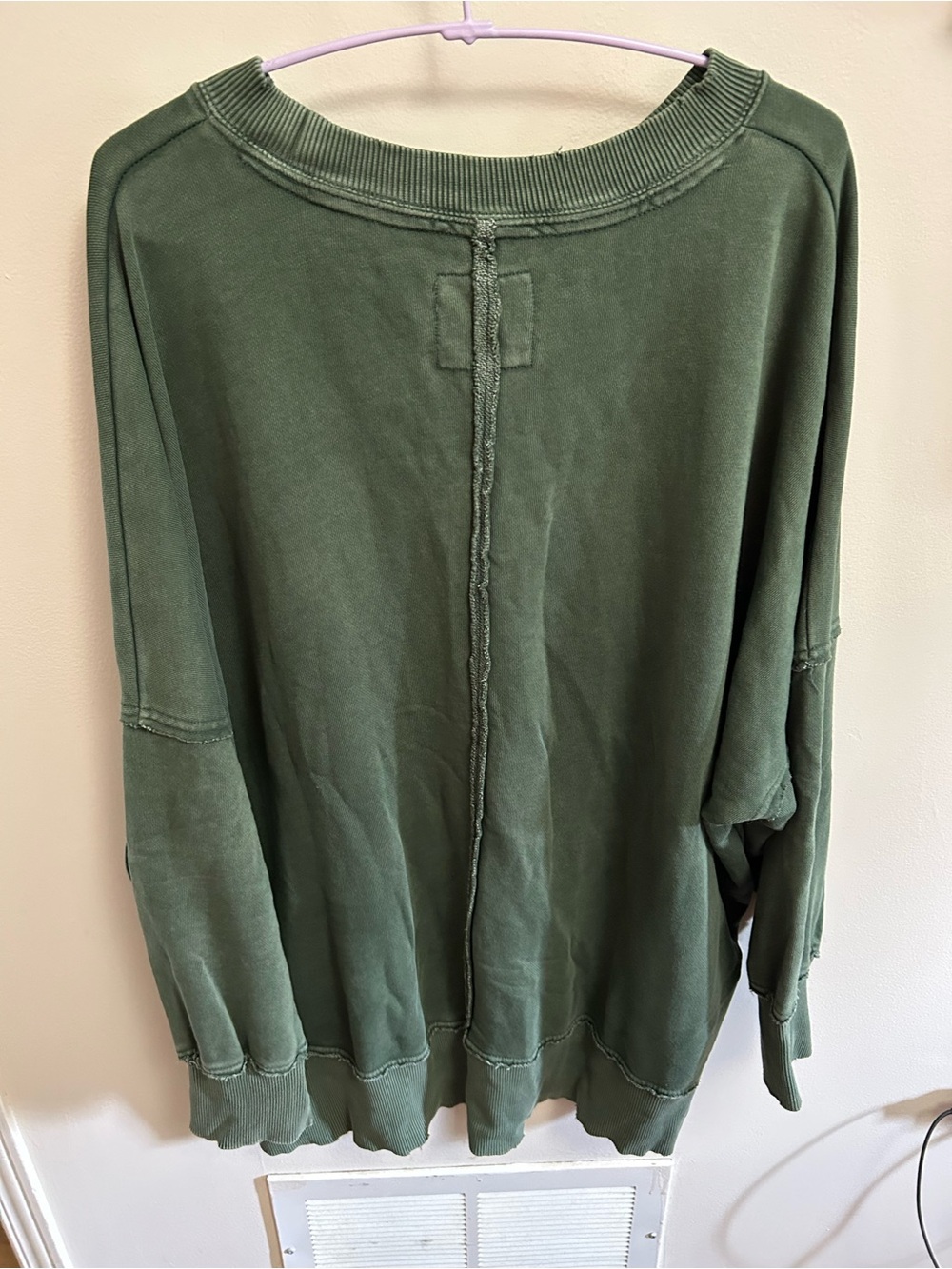 aerie Olive Green Oversized Distressed Hem Sweatshirt - Picture 2 of 2